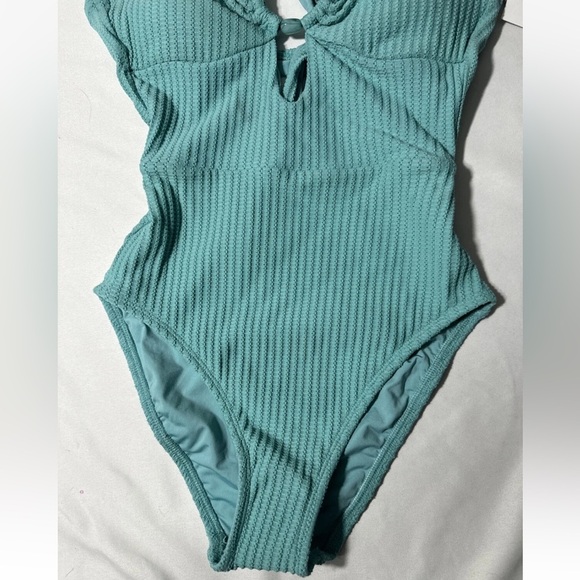 Becca Kylam Bandeau One Piece Swimsuit in Mineral Green - Picture 10 of 11